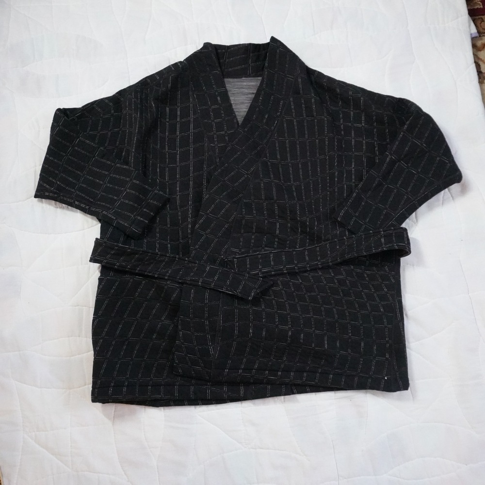 Nike Yoga Therma-Fit Black Grid Long Sleeve Luxe‎ Wrap Top M Lagen Reversable